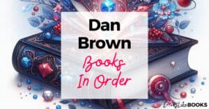 multicolor antique book with dan brown books in order on top