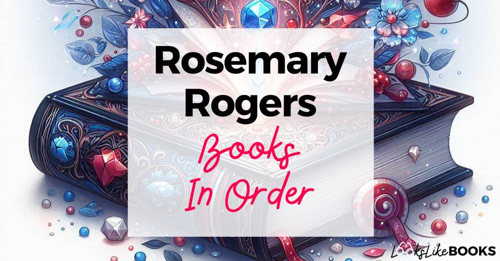 multicolor antique book with rosemary rogers books in order on top