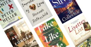 covers of books of art-themed thrillers
