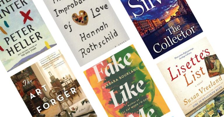 covers of books of art-themed thrillers