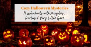 halloween pumpkins lit up for cozy halloween mysteries post