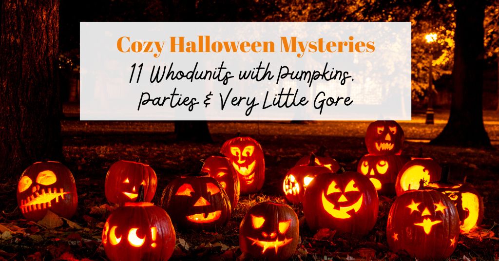 halloween pumpkins lit up for cozy halloween mysteries post